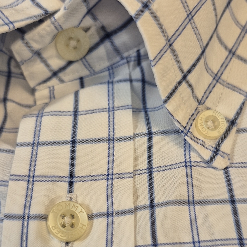 Tommy Hilfiger Blue and White Casual Button Down Shirt - Picture 7 of 14
